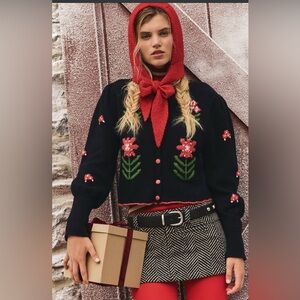 NWT Free People Nonna Knit Cardi Midnight Bloom Combo XS Sold Out